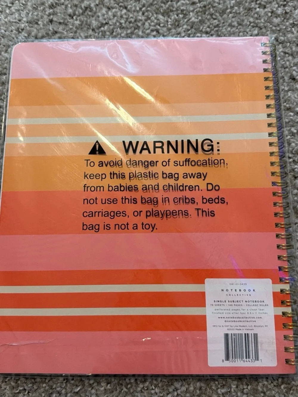 Striped Pink & Orange Spiral Notebook